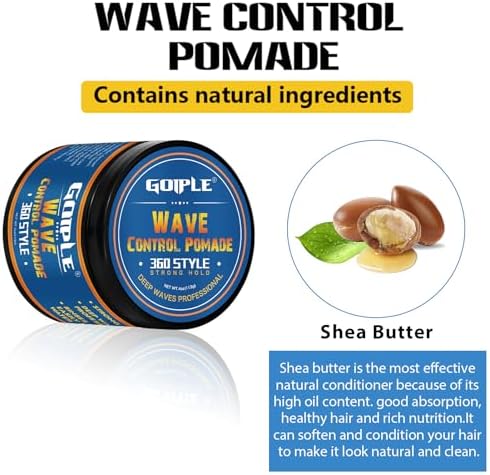 Goiple Natural Wave Pomade Strong Hold Easy Wash 360 Wave Training Hair Cream, Waves Grease for Men Water-Based Hair Cream for Wave, Moisture, Control and Silky Shine, Wave Pomade for Black Men 4oz - Image 2