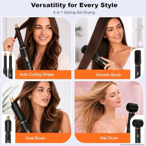 5-in-1 Hair Dryer Brush Set, Hot Air Styler with Auto-Wrap Curlers - Image 2