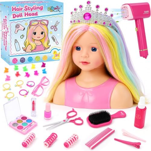 Doll Head for Hair Styling Makeup, Pretend Play Beauty Salon Toys for Girls by Gifts2U