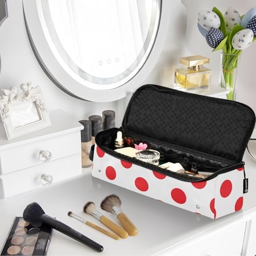Polka Dot Red White Hair Tools Travel Bag Travel Organizer Pouch Portable Carrying Case with Heat Resistant Mat for Curling Iron Hair Dryer Flat Irons - Image 7
