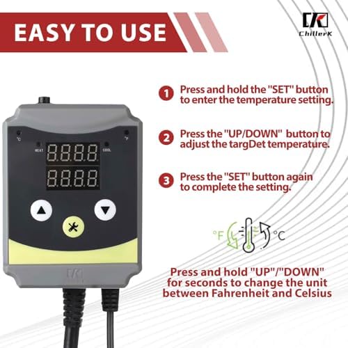 Refrigeration and Constant Temperature Control,Reptile Thermostat Temperature Controller,Digital Heat Mat for Seed Starting,Plant Germination,Incubator,Brooder, Brewing,Cooling Devices,-4-176°F,1000W - Image 5