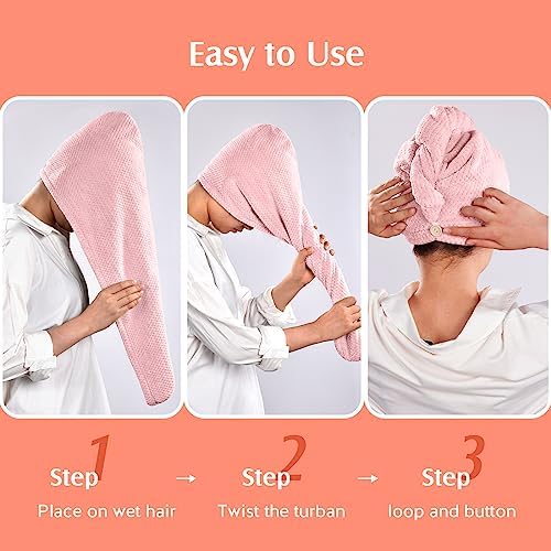 YFONG 2 Pack Large Microfiber Hair Towel Wrap for Women, Quick Dry Turban - Image 6