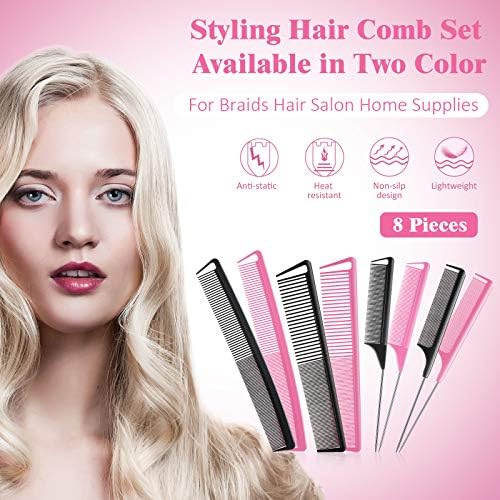 Patelai 8 Pcs Rat Tail Combs Set, Professional Heat Resistant Teasing Comb - Image 2