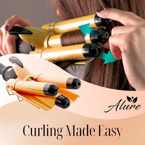 Alure Three Barrel Curling Iron Wand, 1 Inch Ceramic Tourmaline Hair Waver - Image 5