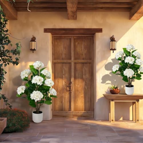 Faux Hydrangea Tree 2 Pack, 3FT White Artificial Flowering Plant - Image 4
