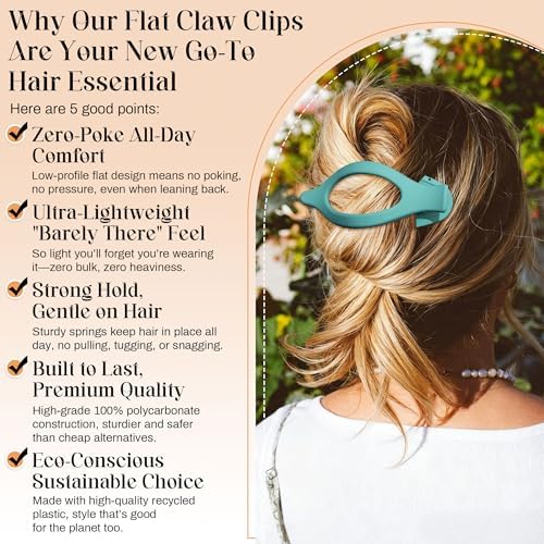 AWAYTR 6Pcs French Flat Hair Clips, Lay Flat Claw Clip for Women - Image 3