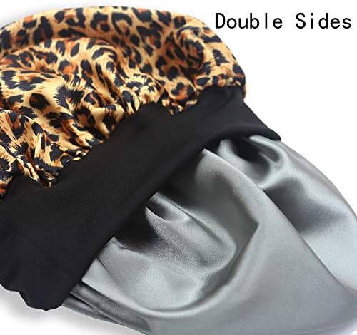 Kids Satin Bonnet Double Layer Wide Elastic Band Sleep Cap - Image 3