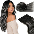 LaaVoo Human Hair Clip In Extensions, Silky Straight, 14 Inch by LaaVoo