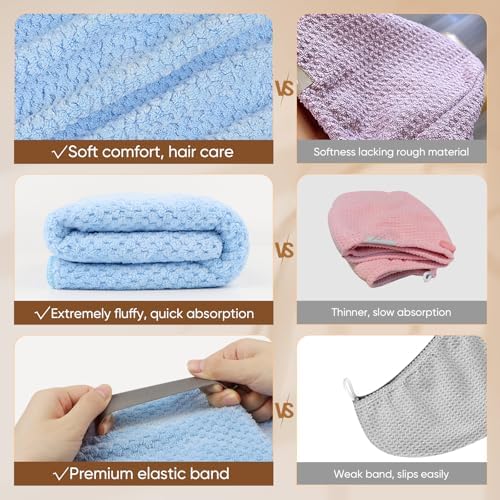 HOMEXCEL 5PK Microfiber Hair Towels, 40x20 in, Fast Drying for Long Hairs - Image 4