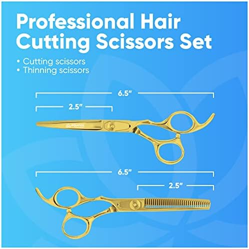 Equinox Professional Barber Scissors Set - Includes Scissors & Thinning Shears for Hair Cutting & Grooming, Japanese Stainless Steel Barber Accessories - Image 2