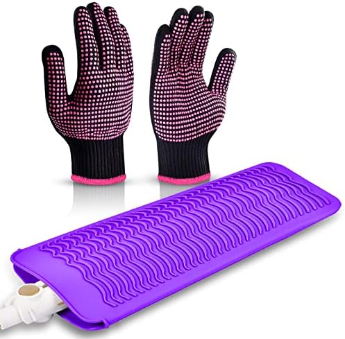 IKOCO Heat Gloves for Hair Styling, 2Pcs Heat Resistant Gloves with Silicone Mat Pouch for Curling Iron, Flat Iron, Straightener, Hot Hair Tools by Shineforyourbeauty