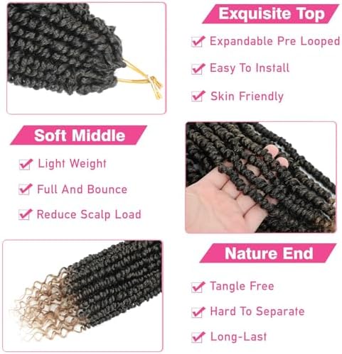 Passion Twist Crochet Hair 8" 1B/27 Pre-Looped 9Packs - Image 6