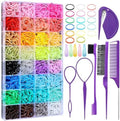 Auroray 32 Colors Small Hair Rubber Bands with 16 Styling Tools, 2000 Pcs Elastic Girl Baby Hair Ties, Mini Bands with Elastic Cutter, Hair Accessories Xmas Stuff for Girls Baby Toddlers Kids by auroray