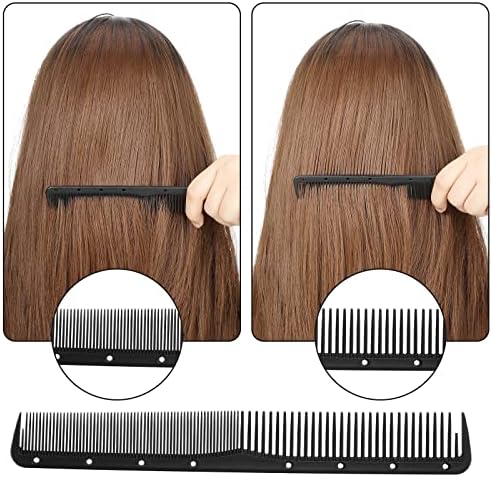 Leinuosen 12 Pcs Carbon Fine Cutting Comb for Salon Hairdressing, Heat Resistant Barber Comb (Black) - Image 7