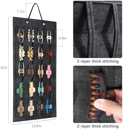 SMUK Large Hair Claw Clip Organizer Holder, Hanging Claw Clips Storage for Women Girls, Hair Clip Stand Holder for Wall, Door, Closet, Big Claw Clip Display for Teen Girls - Image 3