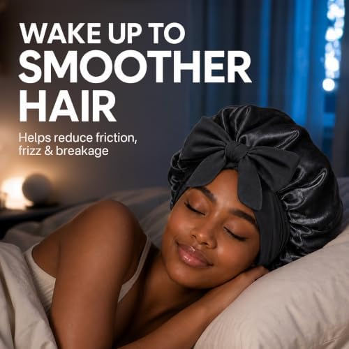 Silk Satin Hair Bonnet for Sleeping Women with Adjustable Tie - Image 5