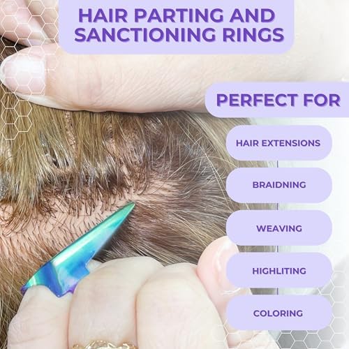 SIVOTE 2PC Pro Hair Parting & Sectioning Tool Set - Stainless Steel Straight & Curved Hair Separator Rings for Precise Styling and Extensions (Multi Color) - Image 5