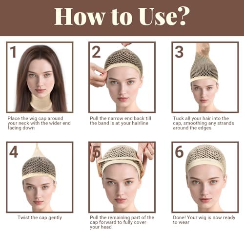 MORGLES 3 Pcs Beige Women's Wig Caps, Non Slip Nylon Hair Nets for Cosplay - Image 6