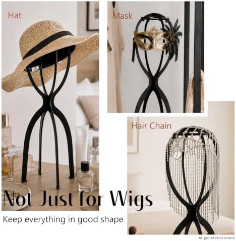 Dreamlover Tall Wig Stand for Long Wigs, Wig Drying Stand, Black, 2 Packs - Image 5