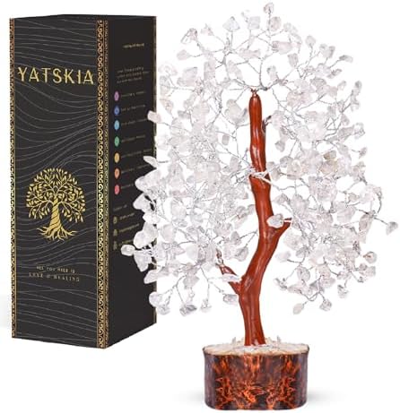 YATSKIA Clear Quartz Tree of Life Crystal Bonsai, Unique Gifts for Women, Sister & Friends, Handmade Crystal Tree, Boho Home, Room & Office Desk Decor, Birthday Gifts by YATSKIA