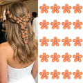YISSION 20Pcs Mini Orange Plaid Flower Hair Clips, Rhinestone Decorative Hair Pins for Women and Girls Wedding Bridal Prom Daily Hairstyle Accessories by YISSION