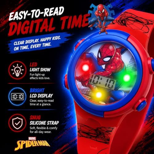 Marvel Spider-Man Kids Watches – Digital Display, Interactive Features, Adjustable Strap, Vibrant Spider-Man Graphics, Durable for Active Kids - Image 3