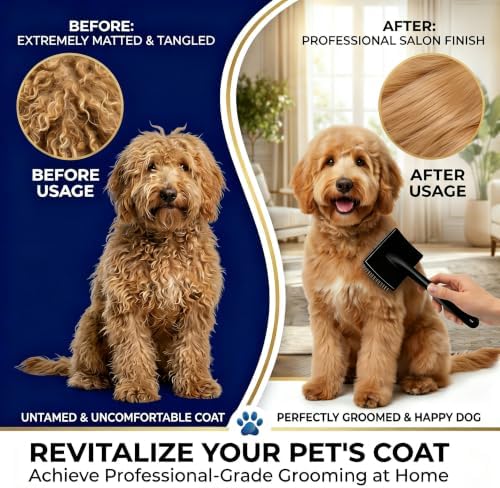 5-Piece Dog Slicker Brush Grooming Kit, Comfort Grip Classic Black - Image 5
