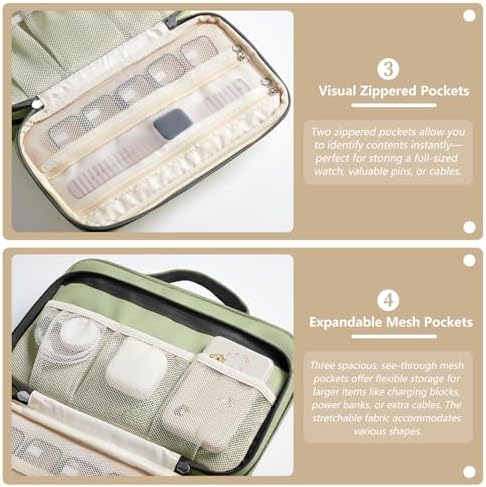 Watch Band Organizer Bag, 36-Slot Storage Case for Straps, Green - Image 6