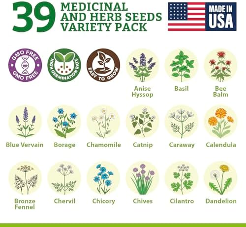 Medicinal Herb/Tea Seeds Garden -39 Variety Heirloom Gift Kit - Made in USA - Image 3
