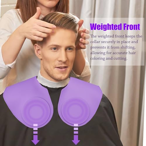 Hair Dye Collar, Salon Hairdressing Hair Cutting Cape, Styling and Hair Cutting Salon Supplies, Waterproof Silicone Neck Guard, Perfect for Home and Professional Hair Coloring (Purple) - Image 2