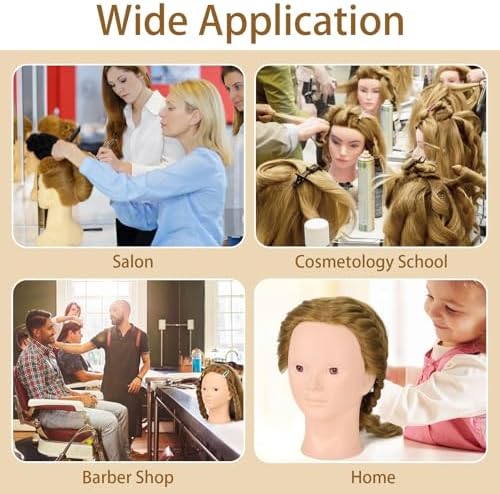 26"-28'' Mannequin Head with 90% Human Hair, Maniquine Maniquins Head Real Hair for Cosmetology Training Mannequin Head Manican Manikin Doll Head for Hair Styling Braiding Makeup Practice (No Makeup) - Image 6