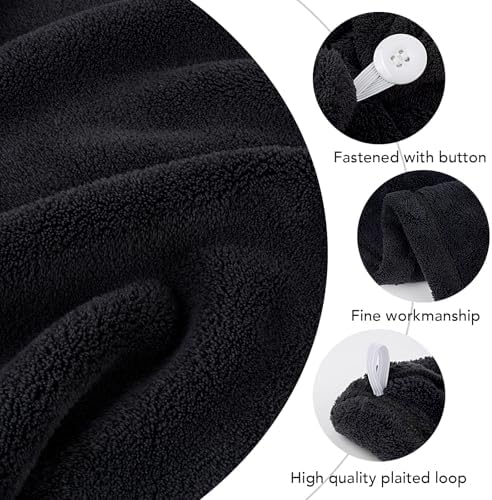SINLAND Large Hair Drying Cap Hair Towel for Women 3 Pack Black - Image 3