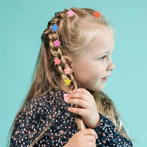 Mini Flower Hair Clip Flower Clips,Colorful Mini Hair Claw,for Women, Girls,Baby, Toddler Bangs Strong Grip Small Tiny Rainbow Hair Clips (50, Matte Colors) - Image 3