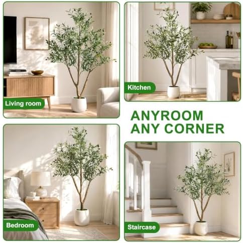 5FT Olive Trees Artificial Indoor with Lights, Realistic Faux Olive Plant - Image 5