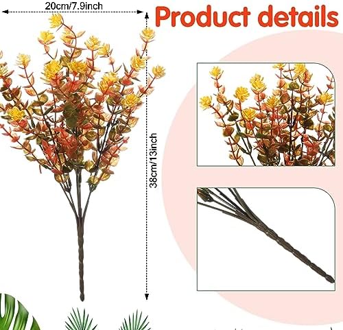 WILLBOND 12 Bundles UV Resistant Faux Flowers, Red, Yellow, Bright Orange - Image 2