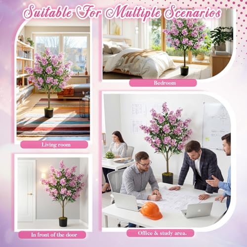 Thiccywoov 1 Pack 3.3 ft Artificial Purple Crape Myrtle Tree Plant - Image 3