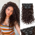 Vigorous Curly Clip In Hair Extensions,4PCS 16 inch Thick Curly Hair Extensions Lace Weft Clip Ins Invisible Natural Synthetic Hairpieces for Women,Dark Brown(6#) by Vigorous