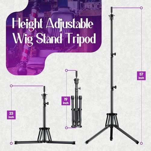 Mannequin Head Stand, Adjustable Height Foldable Wig Tripod Stand - Image 5