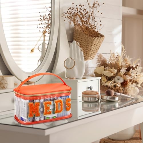 Geetery Meds Travel Bag Orange, Meds Chenille Letter Clear - Image 7