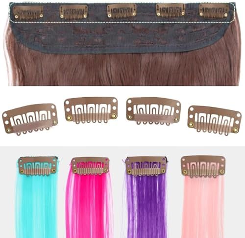 MUIIGOOD 50Pcs 32mm Hairpieces Snap Clips U Shape Wig Clips for Hair Extensions Making Wig Accessories Set Tools (Light Brown) - Image 4