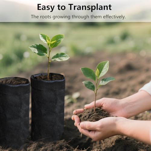 Belit 50 Pcs 13.5" H Deep Nursery Grow Bags, Non-Woven Plants Pots Container for Starting Deep Rooted Plants Vegetable, Flower, Seedling Tree, Black - Image 4