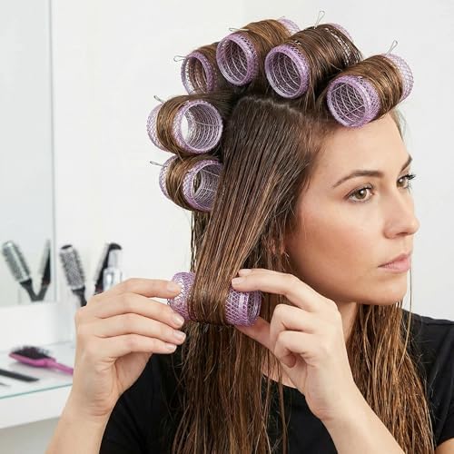 DONNA Wire Mesh Hair Rollers 1.75 Inch Jumbo Size, 6 Pack Lightweight Metal Curlers for Smooth Voluminous Waves, Durable Wire Construction for Heatless Styling, Purple - Image 5