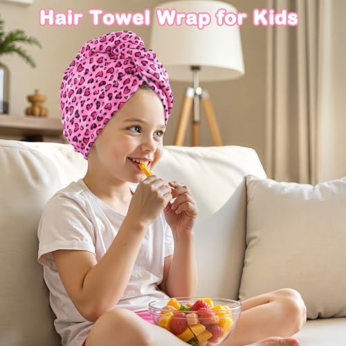 FIOBEE Microfiber Hair Towel Wrap for Kid Girls Rapid Drying Hair Turbans - Image 2
