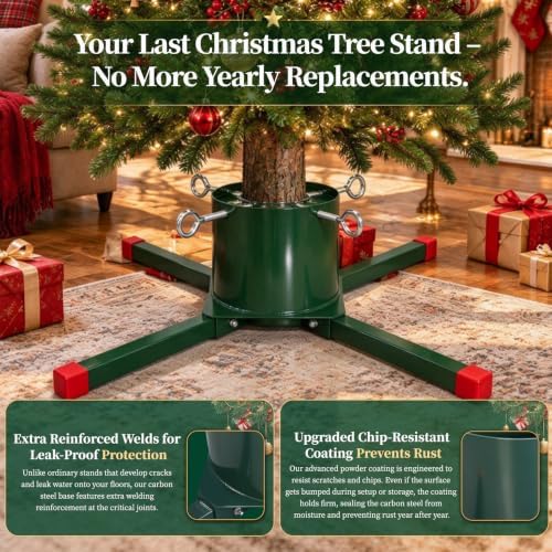 Welded Carbon Steel Christmas Tree Stand for Live Trees 5 to 12 Foot, for Goliath Trees Stand, 2.28-7.87 in Trunks and Trees up to 12 ft and 120 lb Tree Weight, 1.40 Gal Basin(5.29 L), 5-Year Warranty - Image 6