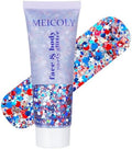 MEICOLY 250th Red White and Blue Patriotic Face Glitter,Fourth of July Star Hair Glitter,4th of July Outfits for Women,USA Flag Body Glitter for Independence Day Veterans Day by MEICOLY
