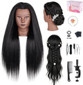 Mannequin Head with 80% Real Hair, 26" Styling Training Head Cosmetology Mannequin Head, Practice Training Doll Head with Clamp Holder and Tools (Black) by MYSWEETY
