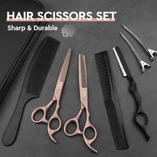 JASON Hair Cutting Scissors Set - 10-Piece Thinning Shears RoseGold 6" - Image 6