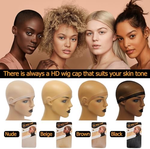 BEEOS Black SKINLIKE HD Wig Cap, 24 Pieces Invisible and Sheer Breathable Ultra-thin Stretchy Stocking Caps for Lace Front Wigs, Bald Cap for Women - Image 6