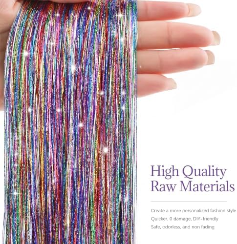 Hair Tinsel 8 Packs 1600 Strands 50 Inch Tinsel Hair Extensions - Image 3