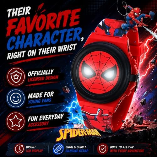 Marvel Spider-Man Kids Watches – Digital Display, Interactive Features, Adjustable Strap, Vibrant Spider-Man Graphics, Durable for Active Kids - Image 2